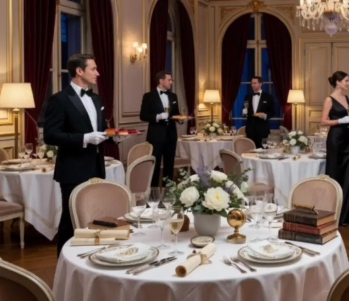 Mise en valeur d'un espace réceptif avec éclairages et tables d'animation